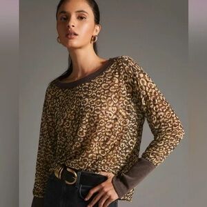 Pilcro boxy heritage pullover animal print top